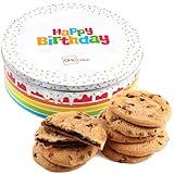 Happy Birthday Cookies Tin Chocolate Chip Gift Basket Tin Individually Wrapped Food Gift for Men Women Gourmet Kosher