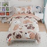 Dog Kids Bedding Set for Girls Boys, Ultra Soft Microfiber Comforter Set Twin Size 3-Pieces, Dogs Comforters Bed Sets for Kid Tween Teen Bedroom Decor