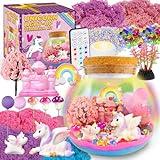 Unicorn Terrarium Crafts Kit for Kids-LED Night Light Up & Remote Unicorn Birthday Gifts Toys for Girls Ages5 6 7 8 9 10 Year Old-Christmas Gifts for Girls