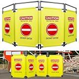 4 Panels Safety Barricade,7.8 FT Foldable Security Sign Barrier,Heavy Duty PVC Frame Barricade,DO NOT Enter" Gate High Visibility Caution Symbol Crowd Control