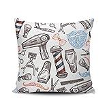 ONGING Decorative Throw Pillow Case Barber Shop Tools Accessories Pillowcase Cushion Cover Double Sided Design Printed Square Size 18X18 Inches