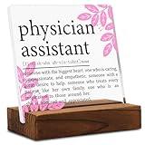 Physician Assistant Gifts for Women Men Clear Desk Decor Signs, Appreciation Thank You Gifts for Medical Physician, PA Definition Plaque Graduation Future PA Gifts Clinical Office Decor