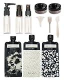 Kitsch 11 PCS Travel Bottles for Toiletries – Travel Essentials Kit for Shampoo, Conditioner, Lotion & More - TSA Approved Travel Bottles, Leak-Proof Refillable Travel Size Containers - Black & Ivory