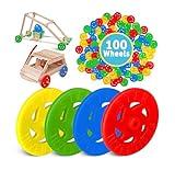 Toy Wheels - Bulk Pack of 100 - Small Plastic Wheels for Toy Cars, STEM Projects, Crafts, Mini Vehicles