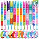 Kids Party Favors Pop Fidget Toys Bulk Its 24 Packs Fidget Bracelet It Birthday Party Favors for Kids Goodie Bags Stuffers for Kids Classroom Prizes Poppers End of Year Student Gifts Girls Boys Cheap