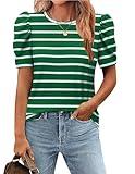 Zeagoo Ladies Fashion Tunic Tops Versatile Striped Short Sleeve Tee Business Casual Work Wear Blouse X-Large