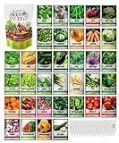 Survival Vegetable Seeds Garden Kit Over 16,000 Seeds Non-GMO and Heirloom, Great for Emergency Bugout Survival Gear 35 Varieties Seeds for Planting Vegetables 35 Free Plant Markers Gardeners Basics