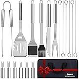 Anpro Grill Kit, Grill Set, Grilling Utensil Set, Grilling Accessories, BBQ Accessories, BBQ Kit, BBQ Grill Tools,Smoker, Camping, Kitchen, Stainless Steel, 21 Pcs,Grilling Gifts for Fathers Day