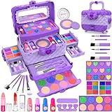 54 Pcs Kids Makeup Kit for Girls, Princess Real Washable Pretend Play Cosmetic Set Toys with Mirror, Non-Toxic & Safe, Birthday Gifts for 3 4 5 6 7 8 9 10 Years Old Girls Kids (Purple)