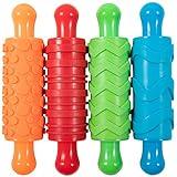 READY 2 LEARN Paint and Dough Texture Rollers | Set of 4 | Patterned Rolling Pins for Kids | Play Dough Accessories and Art Tools