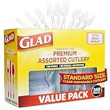 Glad Disposable Cutlery Set - Clear Heavy Duty Plastic Forks, Knives, and Spoons - 240 Piece Plasticware for Parties - Durable, Sturdy Recyclable Utensils - Great for July 4th, Thanksgiving, Christmas