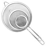 3 Pcs Super Wire Extra Fine Mesh Strainer with Handle, Small Medium Large Size Sifter Metal, Stainless Steel Sieve Strainers for Kitchen Rice Juice Quinoa Food Flour Baking YLYL