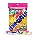 Mentos Chewy Candy Mint Roll, Fruit, Holiday Christmas Stocking Stuffers for Adults & Kids, Non-Melting, 14 Count (Pack of 6)