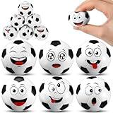 Arrowbash 12 Pcs Mini Face Stress Balls for Boys Girls Sport Funny Face Squeeze Foam Balls for Stress and Anxiety Relief for Party Favors Birthday Gift Decoration(Soccer)