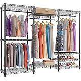 VIPEK V5 Portable Closet Wardrobe Heavy Duty Clothes Rack, Freestanding Clothing Rack with 4 Hang Rods & 8 Shelves, Adjustable Closet Rack, 68.9" L x 15.7" W x 76.4" H, Max Load 890LBS, Black