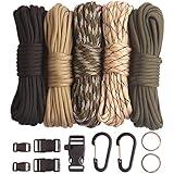 GeGeDa Paracord,Paracord 550 Combo Crafting Kits with 5 Types Buckles,20 Feet Each Paracord Rope (Light Rainbow Set 200feet) (A-Set)