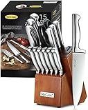 McCook® Knife Sets, German Stainless Steel Kitchen Knife Block Sets with Built-in Sharpener