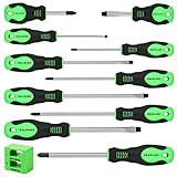 SWANLAKE 11PCS Screwdriver Set, Magnetic 5 Phillips and 5 Flat Head Tips for Fastening and Loosening Seized (11PCS)