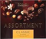 Classic Dark Chocolate Assortment Candy Box with Creamy Hazelnut & Dark Hazelnut, Creme Brulee Flavored Fondant & Coffee Flavored Fondant, 154g/5.43oz