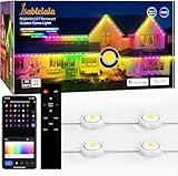 Isablelala Permanent Outdoor Lights,Smart RGB Outdoor Lights, IP67 Waterproof for Christmas Decorations, Holiday, New Year, with Alexa, Google, App Control Outdoor Lights Black (White 60LED, 100FT)