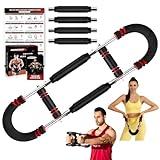 Twister Arm Trainer, Adjustable Twister Arm Chest Exerciser with 4 Spring & Training Poster for Men & Women, Detachable Power Twister Home Fitness Equipment for Enhancing Upper Body Muscle -Red