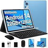 SKYEGG 2024 Android 14 Tablet 10 inch Octa-Core Tablets with 22GB RAM+128GB ROM(Expand to 1TB),8000mAh Large Battery,1280x800 IPS HD Touch Screen,Support Widevine L1,Keyboard & Mouse Included-Blue