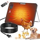 Chicken Coop Heater-200W Flat-Panel Radiant Chicken Heater for Winter with Thermal Protector,Remote Control Safe Energy Efficient Heating Plate with High Temperature Alert for Chicks Poultry Animals