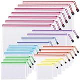 24pcs Mesh Zipper Pouch Bags - 8 Sizes Plastic Zipper Pouches for Organization, Mesh Bags with Zipper, Waterproof Clear Travel Pouches, UMETDO File Bag with Zipper for Office Supplies