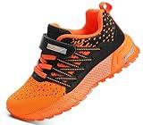 KUBUA Kids Sneakers for Boys Girls Running Tennis Shoes Lightweight Breathable Sport Athletic Black Orange