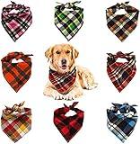 VIPITH 8 Pack Triangle Dog Bandanas, Reversible Plaid Painting Bibs Scarf, Washable Christmas Dog Bandanas Dog Apparel & Accessories Kerchief Set