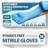 Medguy Powder-Free Nitrile Exam Gloves, 4.5 Mil, 100 Count, Blue Food-Safe Disposable Gloves for Medical, Cooking, Cleaning (Medium)