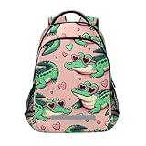 Alligator Backpack Girls Kids Crocodiles Backpacks Boys School Bookbag 3rd 4th 5th Grade Casual Daypack Laptop Shoulder Bag with Chest Strap