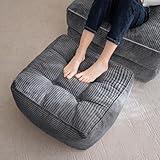 HIGOGOGO Square Stuffed Pouf Ottoman, Corduroy Poufs with Foam Chunk Filling, Furry and Fluffy Pouf Foot Stool Storage Ottoman, 21 X 21 Floor Poufs Foot Rest for Living Room, Dark Grey