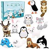 CiyvoLyeen Polar Animals Sewing Kit for Kids Make Your Own Winter Polar Animals Felt Plush Craft Kit Includes 14 Creative Projects to Sewing Beginners Fun DIY Educational Gift for Boys and Girls