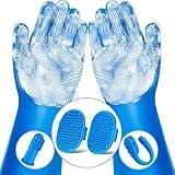 Augwind 6PCS Pet Grooming Kit | Dog Washing Gloves | Dog Bath Brush | Dog Bath Gloves | Dog Shampoo Brush | Pet Grooming Gloves | Cat Bathing Supplies | Dog Bath Supplies (Navy Blue)