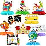 10 Pieces Back to School Table Centerpieces School Bus Table Decorations Stationery Chalkboard Honeycomb Centerpieces Back to School Party Decorations for Teachers Students School Classroom Decor