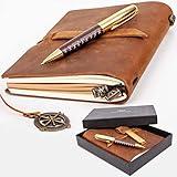 EMCOLLECTION Premium Leatherbound Writing Journal Set: Real Authentic Antique Style & Handmade W Lined Paper & Blank Pages for Writing, Travel Diary for Artistic Men & Women. This Versatile