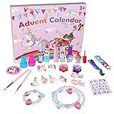 MJartoria 2024 Advent Calendar Makeup for Girls-Unicorn Beauty Advent Calendar Christmas Countdown-Inclued Lipstick, Nail Stickers, Unicorn Pendant Unicorn Gifts for Teens Kids Women