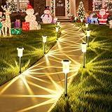 Gorrzai Solar Lights Outdoor 10 Pack Solar Pathway Lights Outdoor LED Waterproof Stainless Steel Driveway Lighting for Outdise, Yard, Walkway, Sidewalk, Garden, Lawn (Warm White)