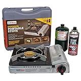 Grill Boss Dual Fuel Portable Stove, 12K BTU Camp Stove, Butane & Propane Portable Camping Stove, Portable Stove Dual Fuel Butane and Propane Stove for Emergency, Cooking, Hiking, Backpacking -90057