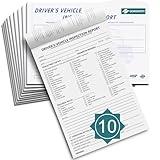 Detailed Driver's Vehicle Inspection Report, 10 Pack, Pre Trip Inspection Book for Trucker, 2-Ply Carbonless, 35 Sets of Forms per DVIR Log Book for Truck Drivers, 8.5" x 5.5"