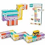 QBI Magnetic Blocks STEM Toys for Toddlers Aged 1+ Year Old Boys & Girls｜3D Colorful Magnetic Building Blocks with School Bus｜Magnet Block for Kids｜Educational & Montessori Preschool Kids Toy (13PCS)
