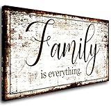 Family is Everything Wall Decor-Rustic Family Quote Print Canvas for Farmhouse-Family Signs Wall Art-Retro Artwork Wall Decoration for Living Room,Bedroom,Dining Room,Office,Home Decor,Ready to Hang