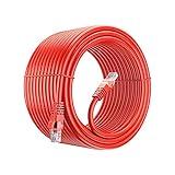 Maximm Cat6 Ethernet Cable - 150 Feet - Red - (UTP Bare Copper CM Rated) Internet RJ45 Gigabit Cat6 Lan Cable With Snagless Connectors For Fast Computer Networking includes Cable Clips and Ties