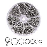 Mr. Pen- Open Jump Rings, Silver, 1014 pcs, 6 Sizes Open Jump Rings for Jewelry Making, Silver Jump Rings and Lobster Clasps