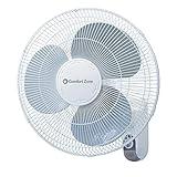 Comfort Zone Oscillating Wall Mount Fan with Adjustable Tilt, 16 inch, 3 Speed, Metal Grille, 90 Degree Oscillation, Airflow 14.07 ft/sec, Ideal for Home, Bedroom, Gym & Office, CZ16W