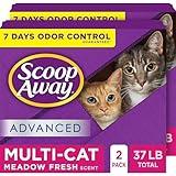 Scoop Away Advanced Multi-Cat Clumping Cat Litter, Meadow Fresh Scent, Pack of 2, 18.5 Pounds (Package May Vary)