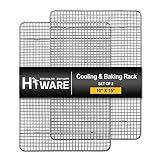 Hiware 2-Pack Cooling Racks for Baking - 10" x 15" - Stainless Steel Wire Cookie Rack Fits Jelly Roll Sheet Pan, Oven Safe for Cooking, Roasting, Grilling