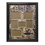 Northern Promotions LLC Real Tree APG Camouflage - Fishing Collage - Wall Art Wildlife Camo Hunting Decor, Hardwood Picture Frame - 6 Photo Openings - 14x18 Black Frame