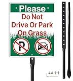 Smeryl Please Do Not Drive Or Park On Grass Sign with 35.4" Stake for Yard, 12” x 10” Do Not Drive On Grass Sign, No Parking On Grass Signs, Rust-Free Aluminum, Weatherproof, Easy to Install, 1 Pack